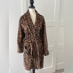 DKNY Leopard Print Cozy Robe | Size S/M